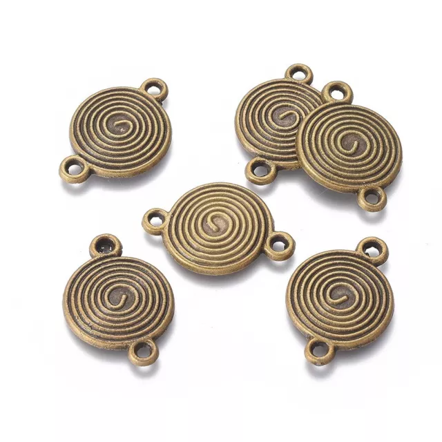 10Pcs Flat Round Vortex Antique Bronze Tibetan Alloy Links connectors 26x18x2mm