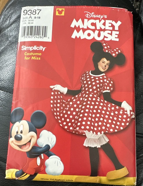 Simplicity 9387 Walt Disney Minnie Mouse Costume Pattern 8-18 (A)New In Package
