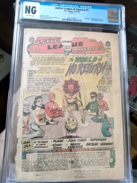 Justice League of America #1 (1960) CGC NG COVERLESS KEY 1st Appearance Despero!