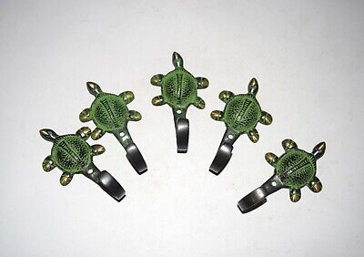 Set Of 05 Pieces Turtle Brass Hook Tortoise Style Decorative Wall Hooks EK500