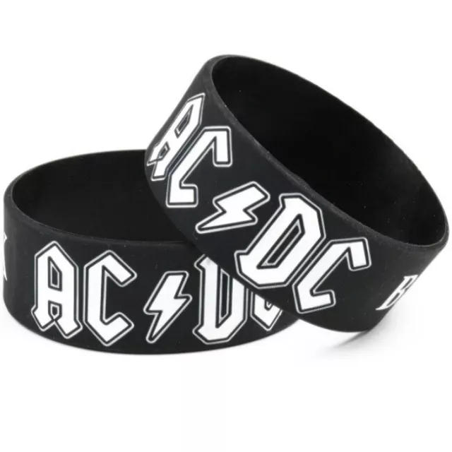 AC/DC Back in Black Silicon Rubber Wristband - 25mm wide