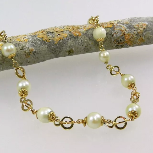 Wert 1380,- wunderschönes Armband mit Perlen in 750 / 18 Karat Gelbgold 2