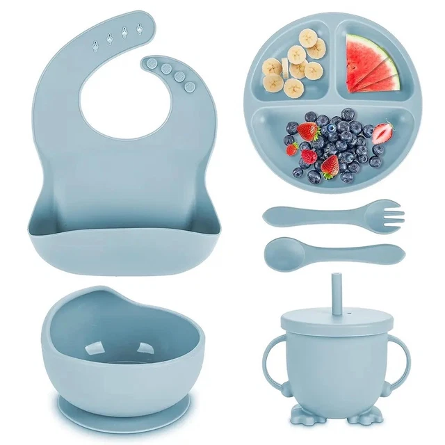 Owl Shape Silicone Baby Feeding Set, Toddler Suction Plates And Bowls Set With Spoons, Kids Silicone Dinnerware Set Eating Utensils, Pink