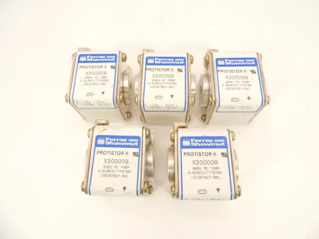 Lot of 5 Ferraz Shawmut Protistor X300009 660VAC 700A Square Fuse 128307027-001