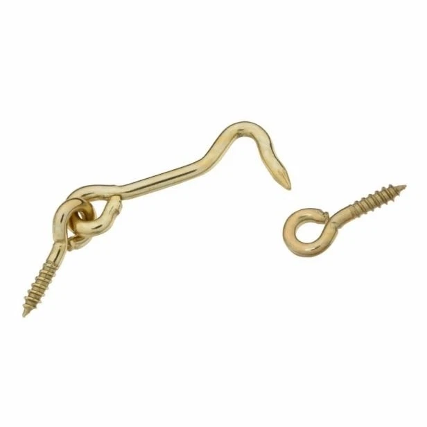 National V2001 N118-117 Hook & Eyes, 2", Brass, 2 Pk (X11747-2*B)