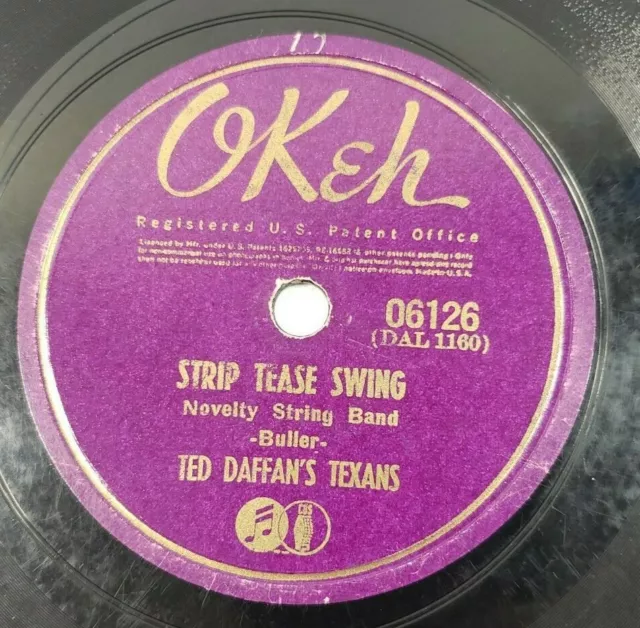 Ted Daffan's Texans: Strip Tease Swing / Down Hilo Way 78 - OKeh 6126 V+/V+
