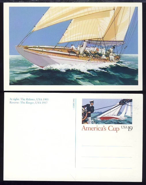 VTG Postcard 1992, Unused, America's Cup Boat Ship Sailing, The Ranger -Reliance
