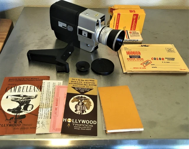 Cámara de cine vintage Emdeko Super 8 EM 8000 Japón con estuche de instrucciones extras