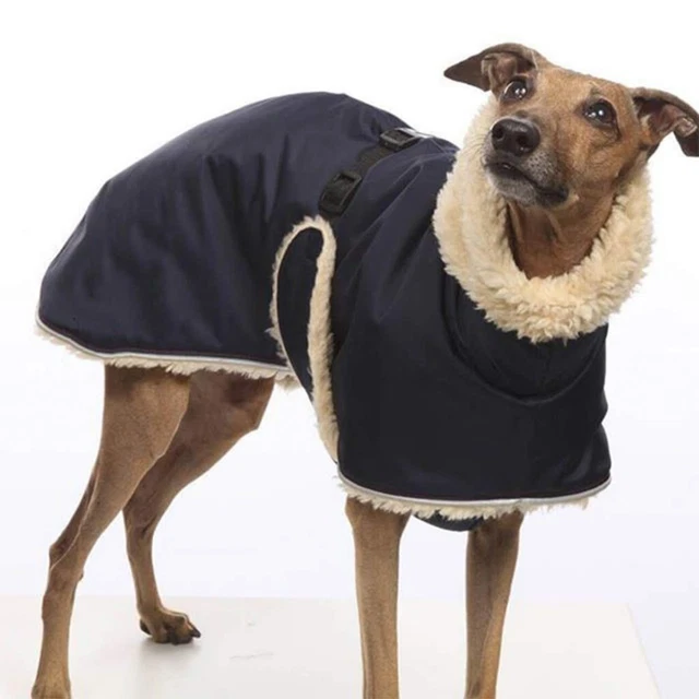 High Neck Pet Dog Clothes Greyhound Whippet Winter Warm Jacket Coat Fleece Lined