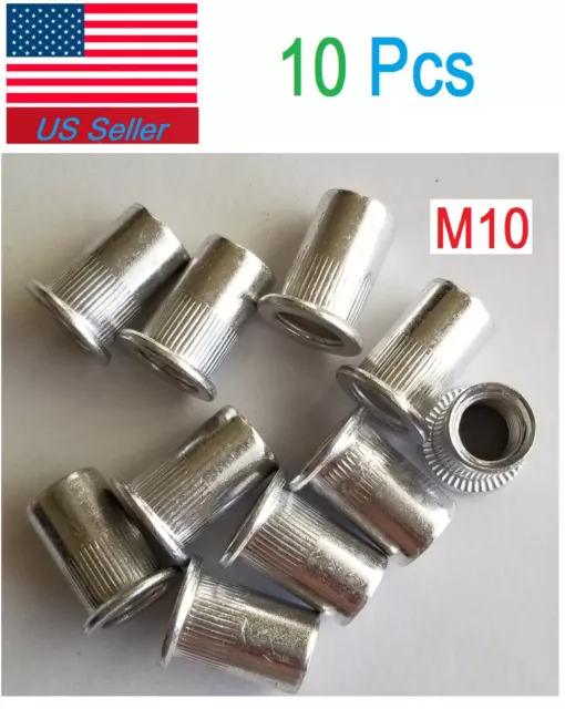 M10 Aluminum Rivet Nut Inserts Rivnut Nutsert 10mm Pack of 10 M10x1.5