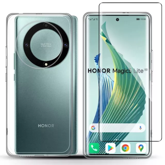 For HONOR MAGIC 5 LITE TEMPERED GLASS SCREEN PROTECTOR + SILICONE TPU CASE COVER