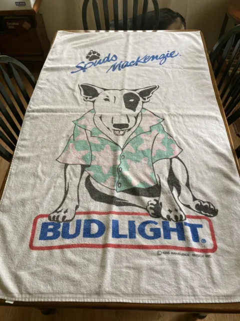 Vintage Spuds Mackenzie Bud Light Oversized Beach Towel 1986 Very Good Condition