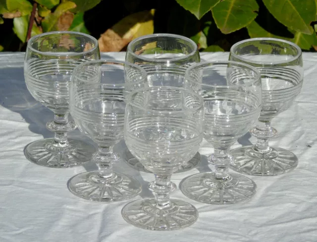 Baccarat ou Saint Louis - Service de 6 verres à vin blanc en cristal XIXe s
