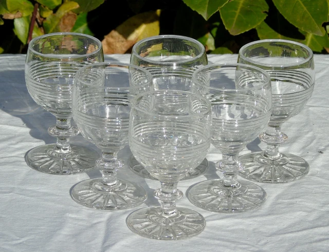 Baccarat ou Saint Louis - Service de 6 verres à vin cuit / apéritif cristal XIXe