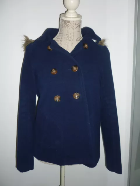 manteau caban court bleu marine à capuche Taille S