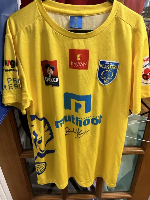 football Match Worn Shirt Kerala Blasters Signed Sachin Tendulkar India Chopra