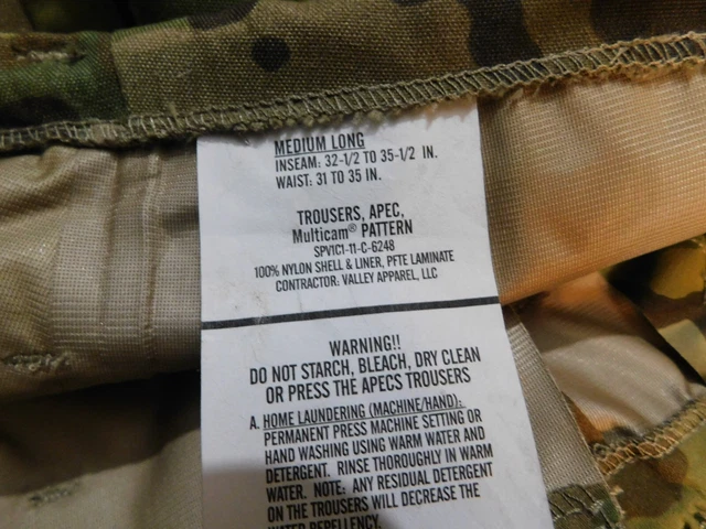 USGI Military APEC Gortex Cold & Wet Weather Trousers Multicam OCP Medium Long 2