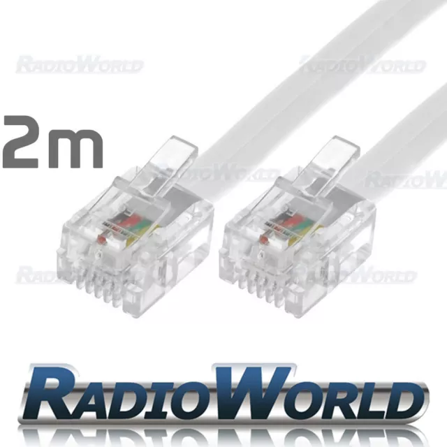2M Metre RJ11 TO RJ11 Cable Broadband Modem / Internet Lead Long DSL White RJ-11