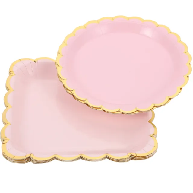 20 piezas plato cuadrado de papel rosa plato de papel entrante