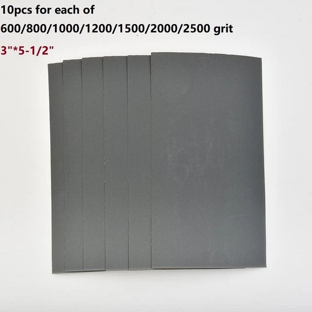 Lot de 5 feuilles de papier imperméable Grain 800 230 x 280 mm carbure de silicium humide/sec