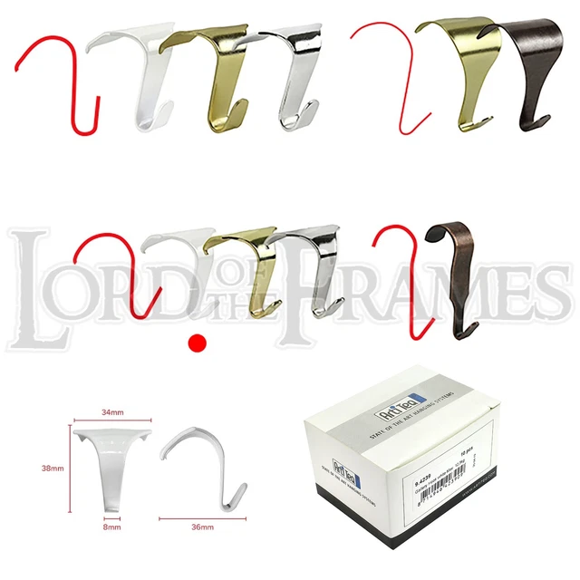 10 x ganci per stampaggio rotaia immagine bianca cornice da appendere cornice 38 x 34 mm
