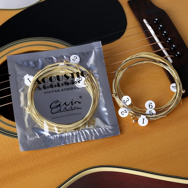 6pcs/set Universal Acoustic Guitar String Brass Hexagonal Steel  Strings.I4
