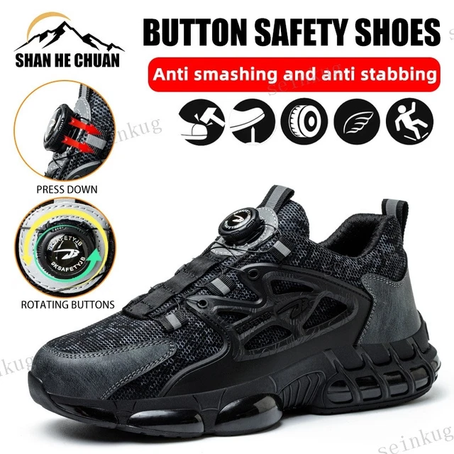 MENS SAFETY SHOES Work Trainers Womens Steel Toe Cap Lightweight Hiking ...