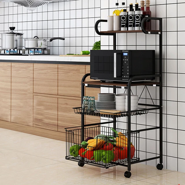 MICROWAVE OVEN TROLLEY Rack Rolling Storage Holders 4 Layer Kitchen