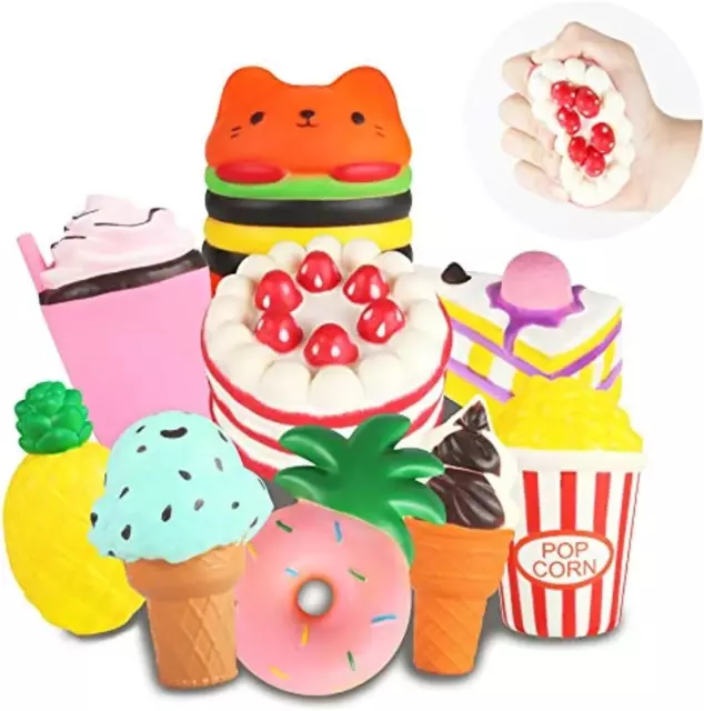 Slow Rising Jumbo Squishies Toys Set - 9 Pack Soft Kawaii Squishy Hamburger Popc 2