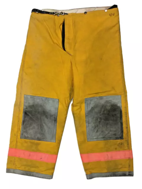 44x30 44R Janesville Lion Firefighter Turnout Bunker Pants Yellow Orange P1362