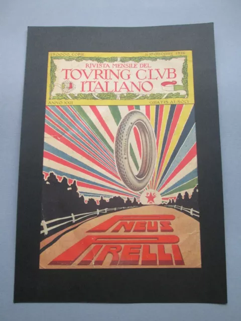 Pubblicita Pneumatici "Pneus Pirelli" Stampa Vintage Originale 1916 A4 