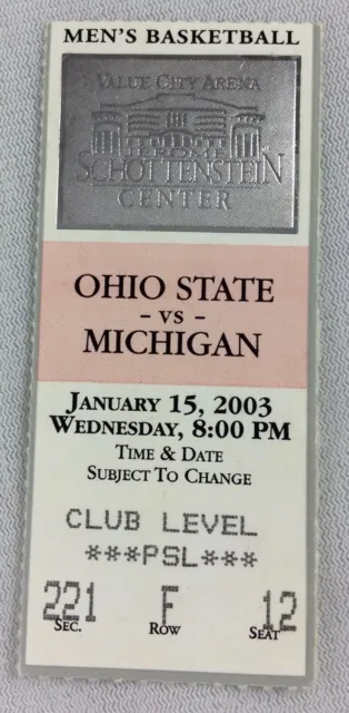 CBK 2003 01/15 Michigan at Ohio State Basketball Ticket-Bernard Robinson
