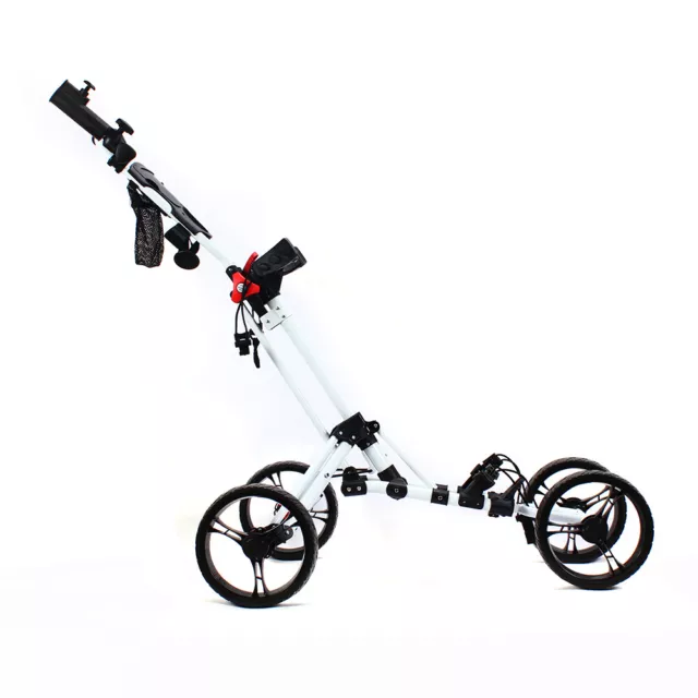 Portable Foldable 4 Wheel Golf Push Cart Lightweight Push Pull Golf Cart Trolley