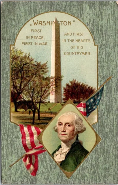 WASHINGTON'S BIRTHDAY WASHINGTON MONUMENT POSTCARD 1910 Postmark