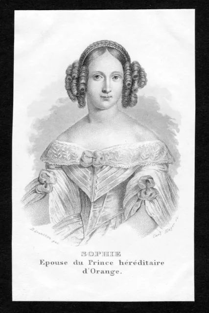 19. S.Sophie Van Oranje-Nassau Portrait Table en Acier Engraving