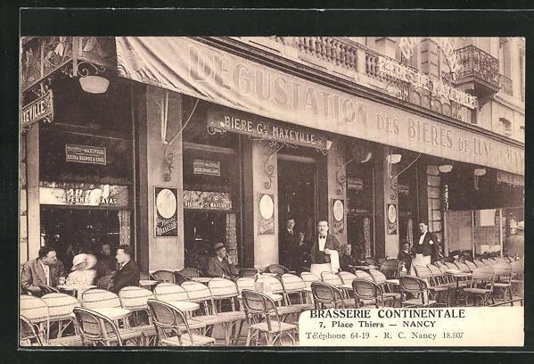 CPA Nancy, Brasserie Continentale, 7 Place Thiers