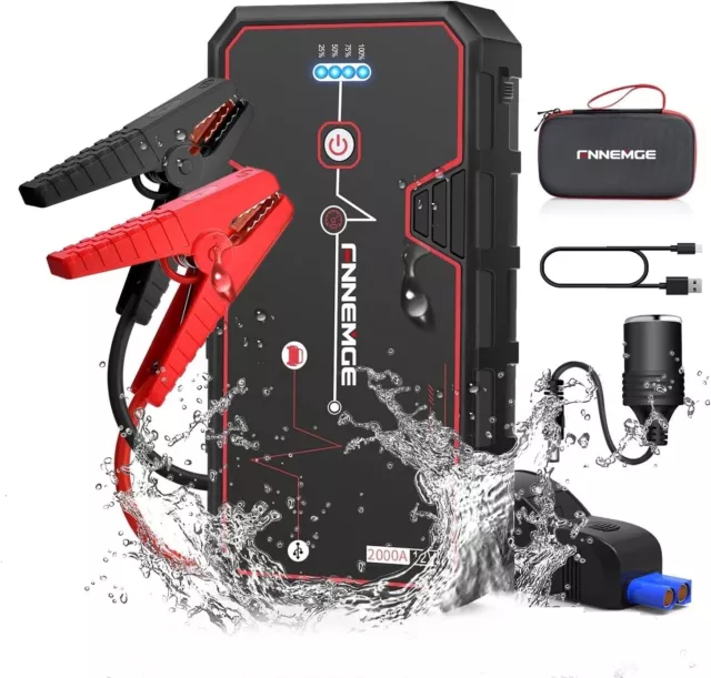 Avviatore Batteria Auto, 2000A 21800mAh Avviatore Emergenza per Auto-Jump Start