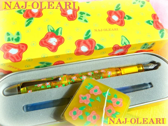 🌷 VINTAGE NAJ OLEARI 1990 PENNA Stilo stilografica fiori Fountain PEN + Gommina