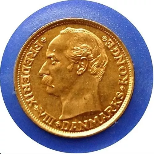 10 Kroner Dänemark Frederik VIII. 1908 Denmark Gold Kopenhagen bkfr. / stgl. TOP
