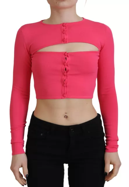 DSQUARED2 Top Pink Viscose Knit Open Chest Long Sleeves IT38/US4/XS RRP 1170usd