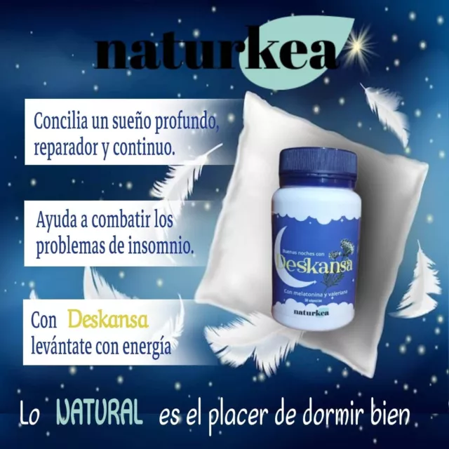 Deskansa Naturkea:Patillas para dormir-Descanso nocturno-Jetlag-30 capsulas