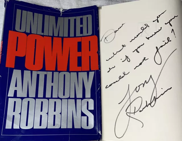 SIGNED Anthony Tony Robbins Unlimited Power Book HC Hardcover DJ Autographed
