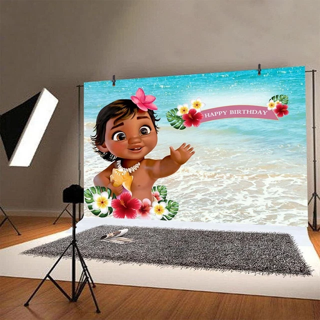 Baby Moana Fondo Niñas 1er Feliz Cumpleaños Fiesta Foto Fondo Banner