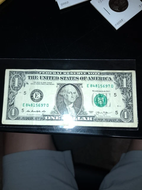 Error One Dollar Bill Miscut Federal Reserve Note 2013