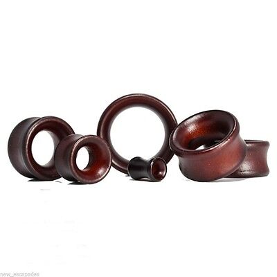 PAIR-Wood Red Saddle Flare Ear Tunnels 12mm/1/2" Gauge Body Jewelry