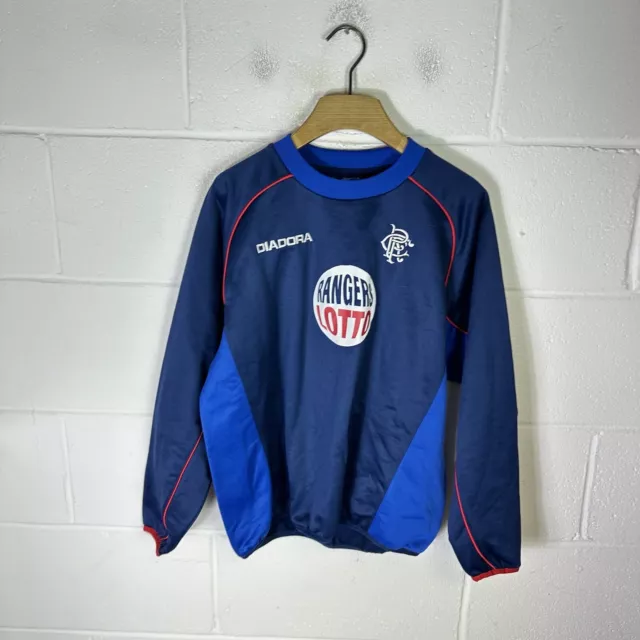 Diadora Glasgow Rangers Sweatshirt Mens Small Blue Football Retro Training Y2K