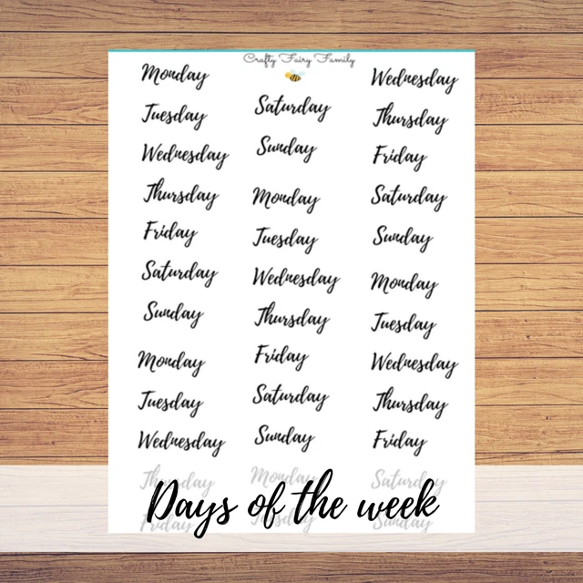 Days of the week planner stickers bullet journal planner stickers erin
