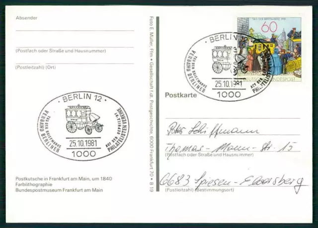 BRD AK 1981 TAG DER BRIEFMARKE BERLIN POSTKUTSCHE PFERDE-KUTSCHE gp22