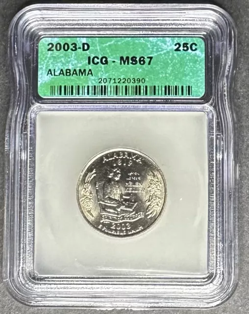 2003-D Alabama Quarter ICG MS-67, Buy 3 Items, Get $5 Off!!