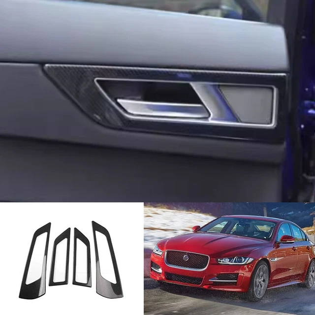 For Jaguar XE 2016-2019 Carbon Fiber Inner Door Handle Lock Frame Trim 4PCS
